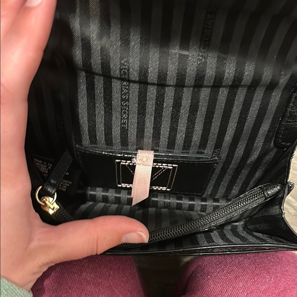 Victorias Secret Black and Pink Crossbody Bag with Gold Accents - Picture 3 of 5
